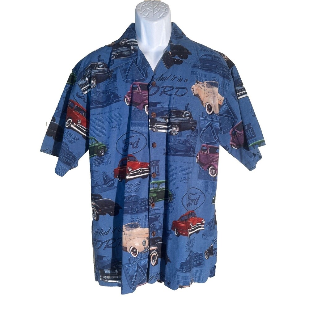 David Carey Ford Classic Button Down Shirt Mens Size Large Old Ford Car Retro‎